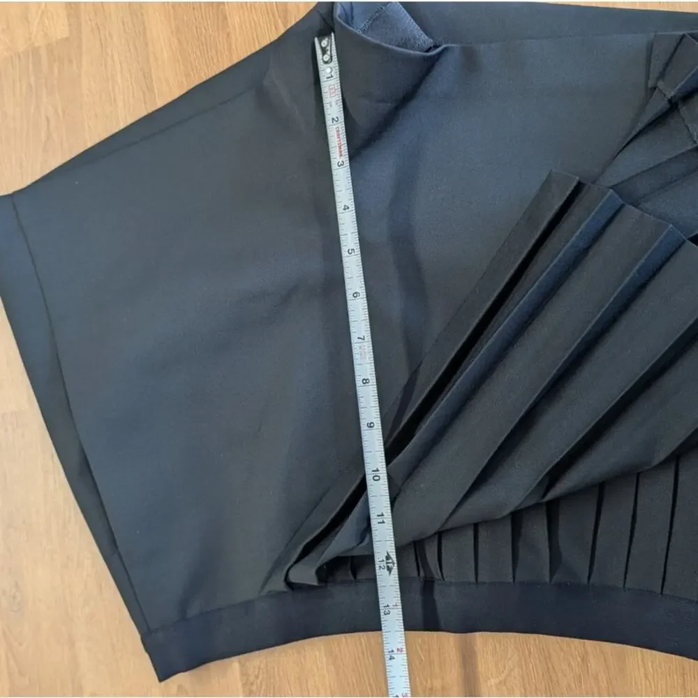 Maje Straight-fit Pleated Shorts/Skort Womens FR38/M Black Wrap Mini